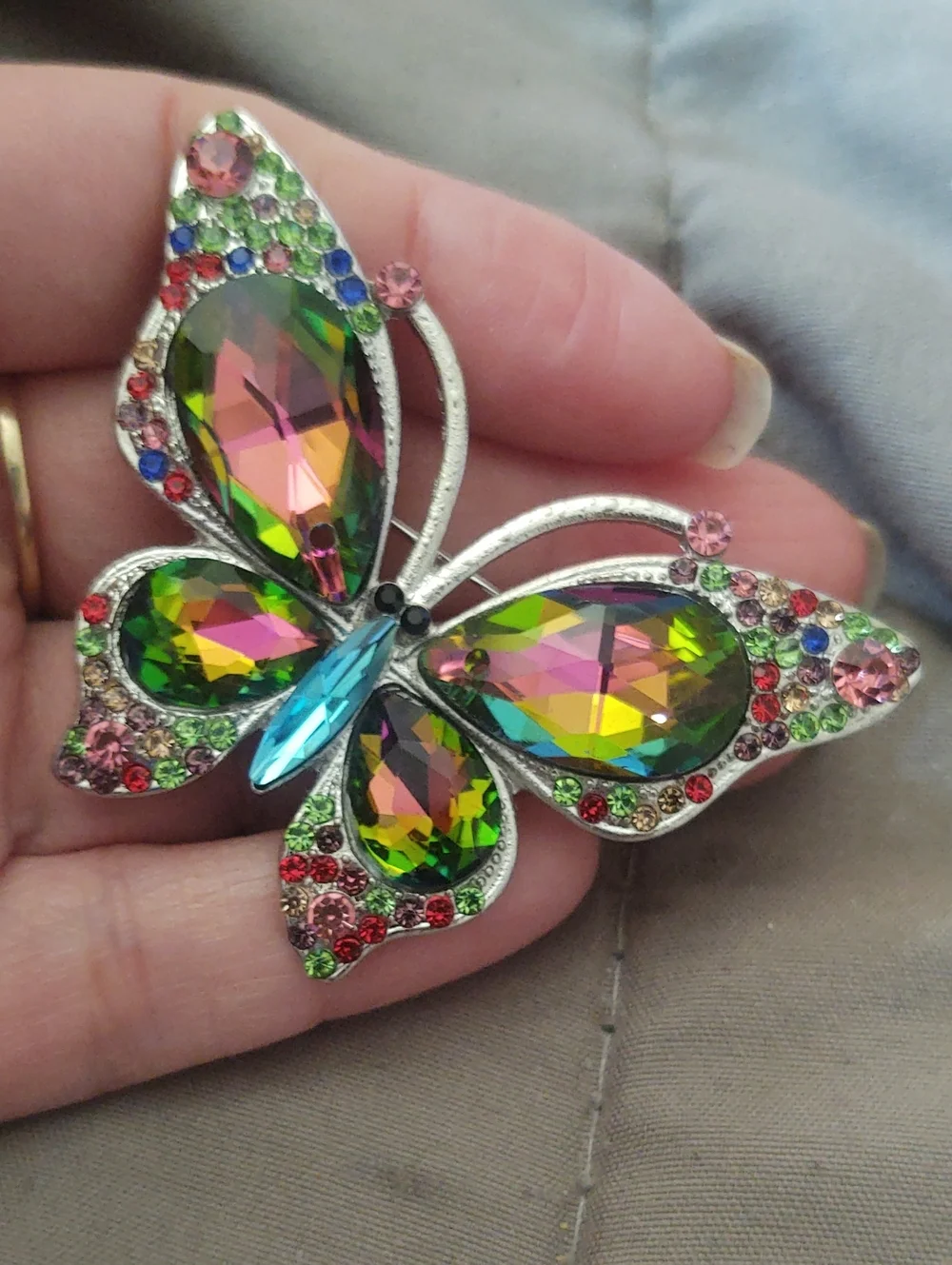 Multicolor Crystal Butterfly Brooch
